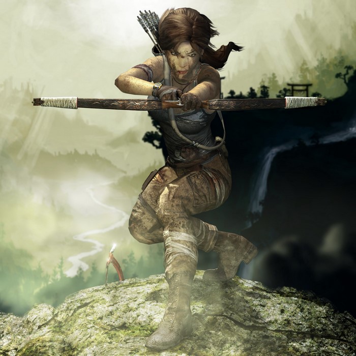 Lara Croft from Tomb Raider with a bow