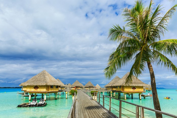 Overwater bungalows in Bora Bora, French Polynesia