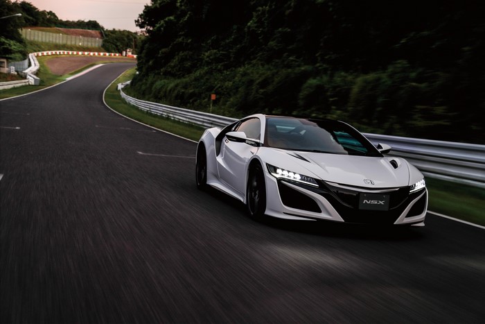 White Honda NSX on a Race Track