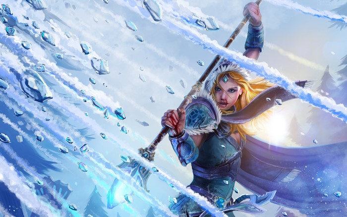 Crystal Maiden from DOTA 2 with a staff