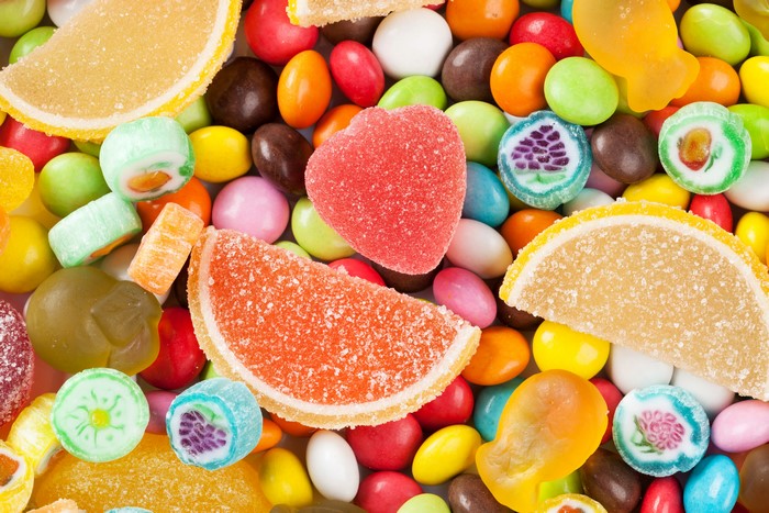 Assortment of colorful candies and marmalades