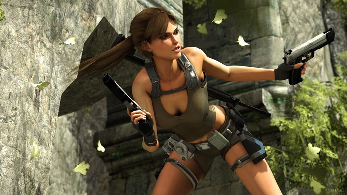 Lara Croft from Tomb Raider with pistols