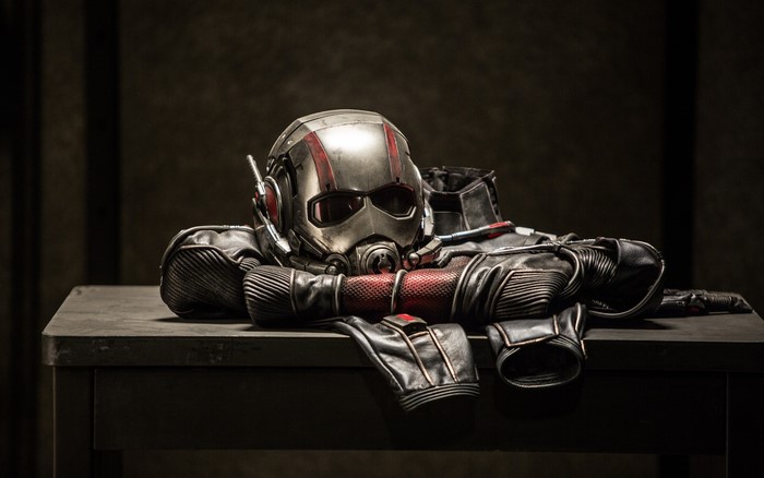 Ant-Man suit and helmet on a table