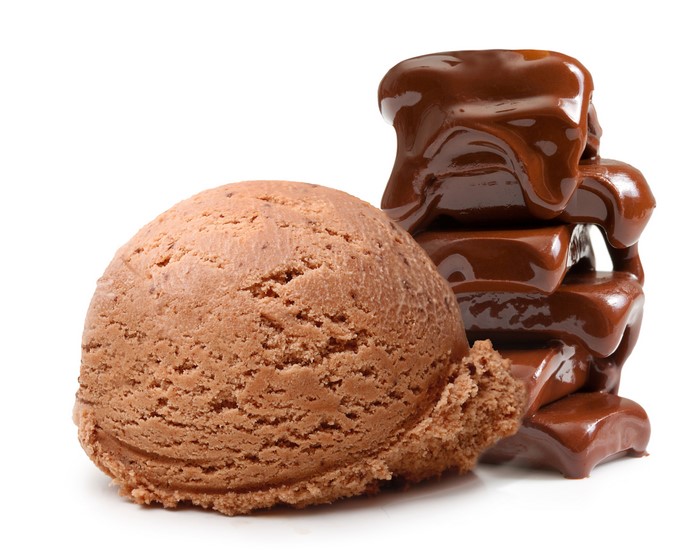 Chocolate ice cream scoop and chocolate bars