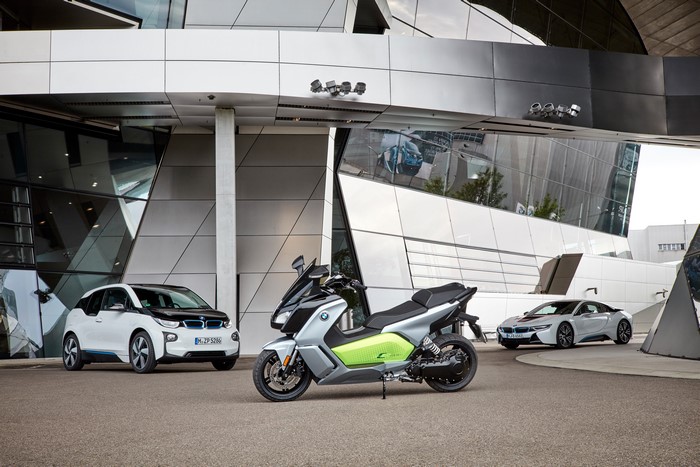BMW electric vehicles and scooter at BMW Welt