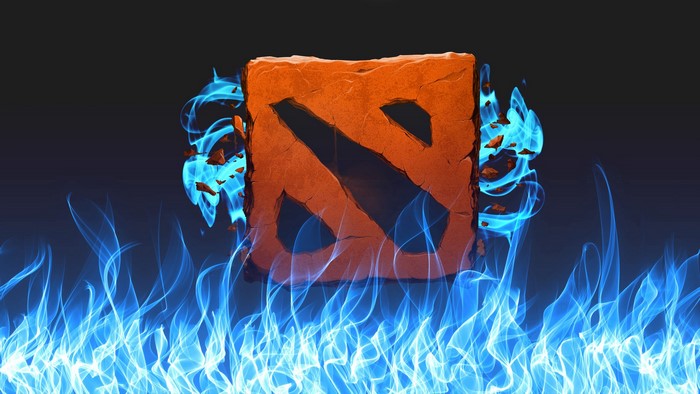 Dota 2 Logo Emblem with Blue Flames