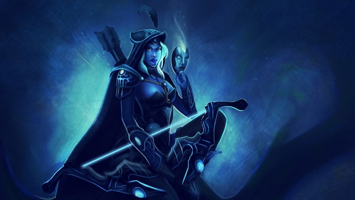 Drow Ranger from DOTA 2 holding a mask