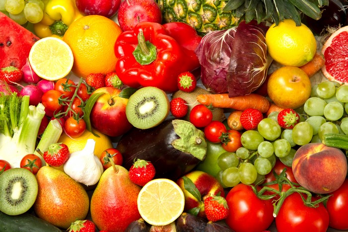 Assortment of fresh fruits and vegetables