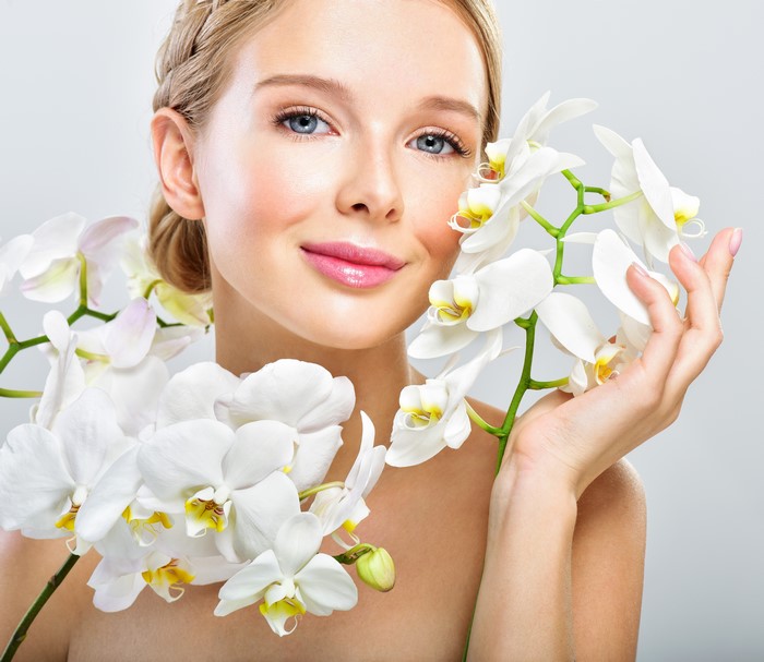 Woman with Orchids