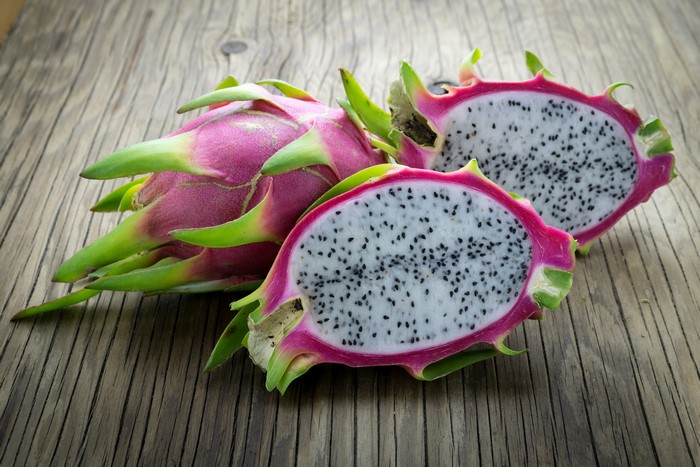 Dragon Fruit on Wooden Table