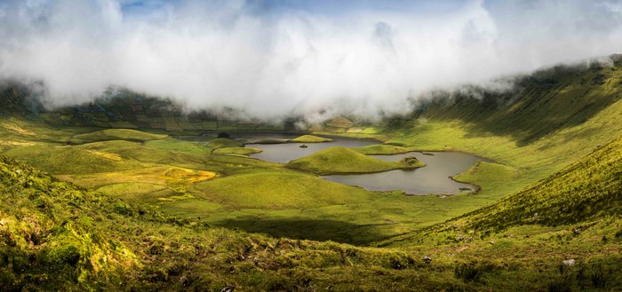 Corvo Island Portugal Lake Fog Scenery