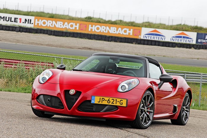 Red Alfa Romeo 4C Spider CPZ Track Edition on a Race Track