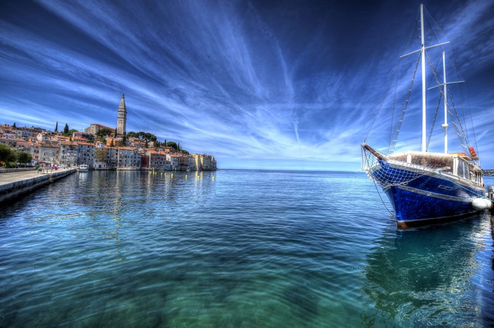 4K Rovinj Croatia Sea Houses Sky Sailing Yacht