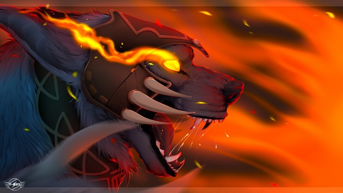 Ursa Warrior from DOTA 2 with fire
