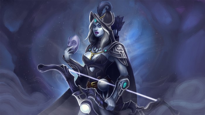 Drow Ranger from DOTA 2 holding a mask