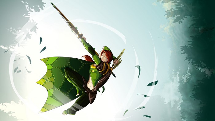 Windrunner from DOTA 2 with bow and arrows
