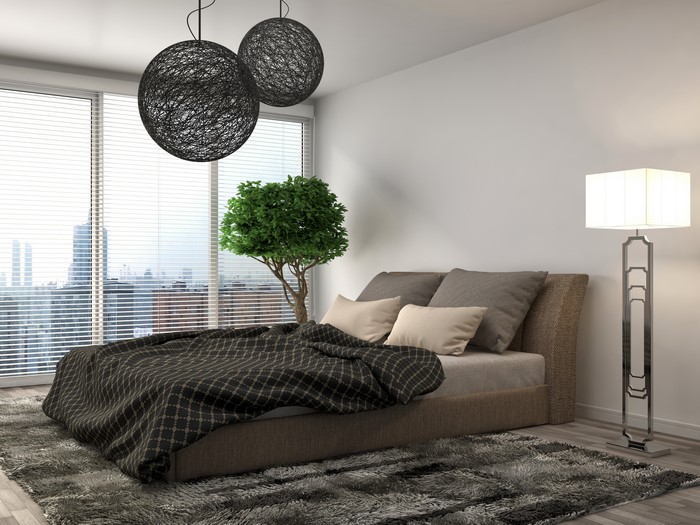 Modern Bedroom Interior Design with Bed and Lamps
