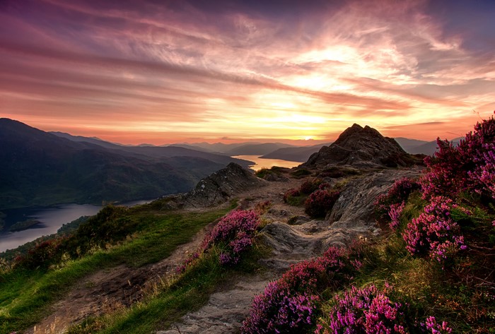 4K Sunset Over Trossachs National Park Scotland