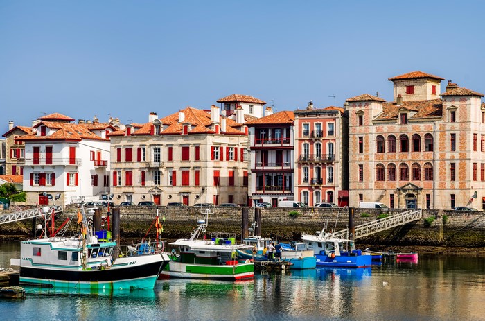 Boats docked in Saint-Jean-de-Luz, France