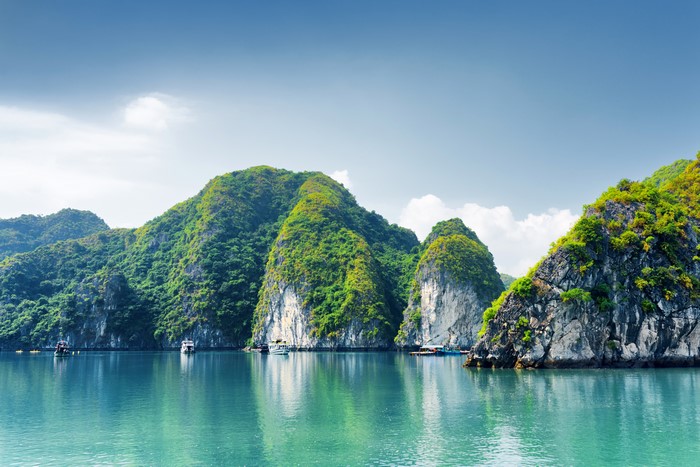 Ha Long Bay, Vietnam with Boats and Islands