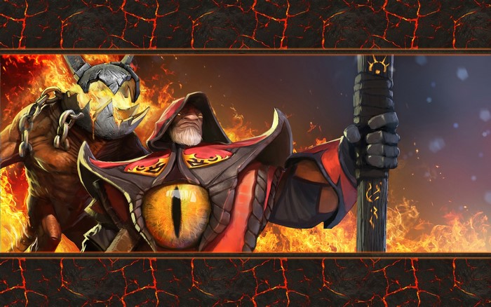 Warlock and a chained monster from DOTA 2