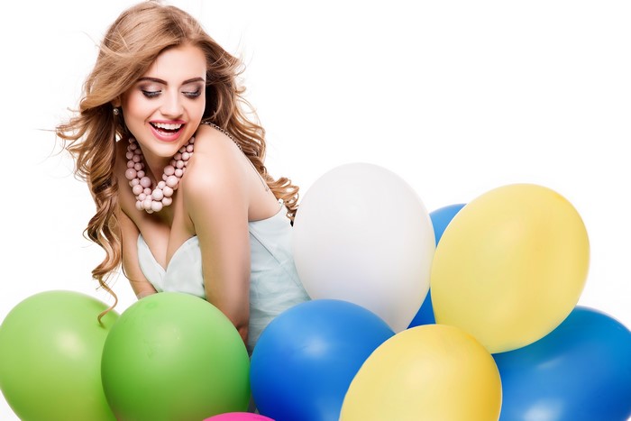 Woman with Balloons and Jewelry