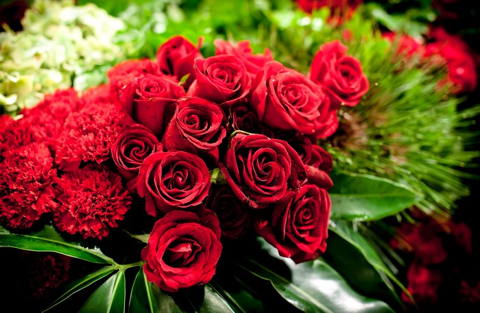 Red Roses and Carnations Bouquet