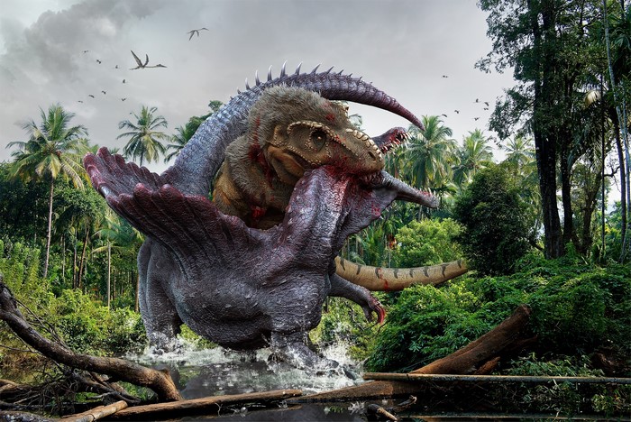 Tyrannosaurus Rex vs Spinosaurus Epic Battle