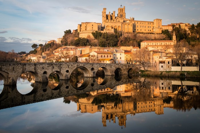 Beziers, France: River, Bridge, and Cathedral