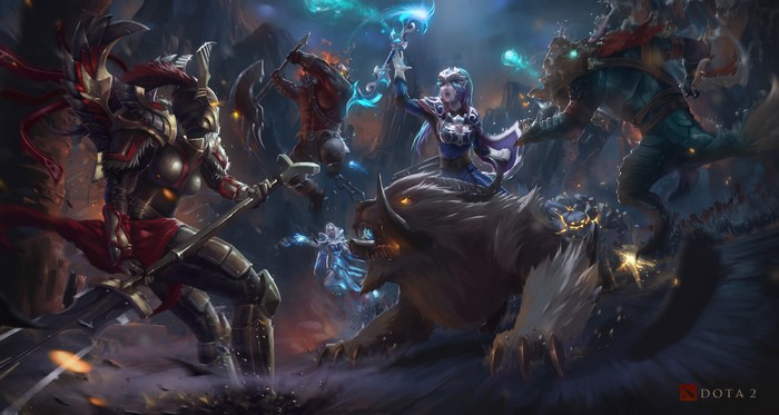 DOTA 2 Warriors in Battle with Magic