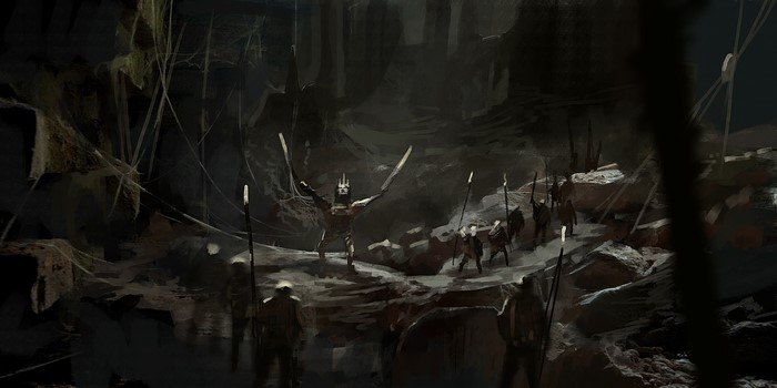 Warriors in a dark cave