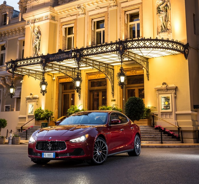 Maserati Ghibli S Q4 parked in front of Casino de Monte-Carlo