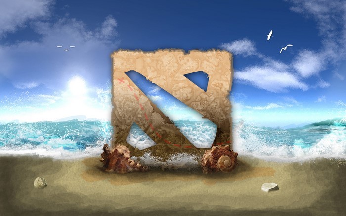 DOTA 2 Logo Emblem on a Beach
