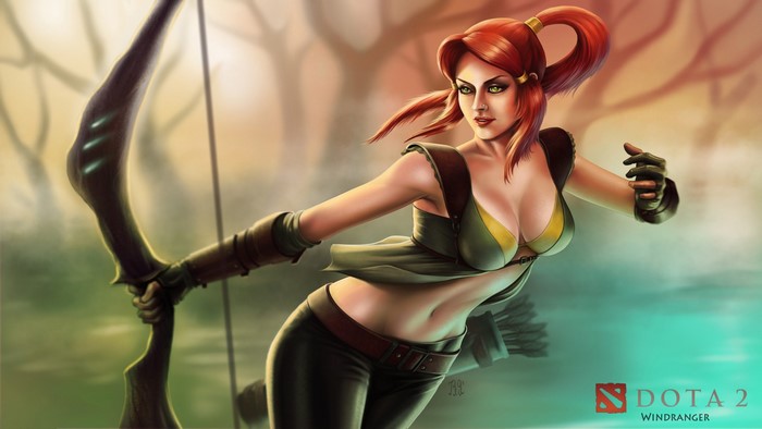 Windranger from DOTA 2 with a bow
