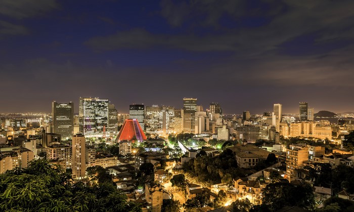 Night cityscape of Rio de Janeiro, Brazil