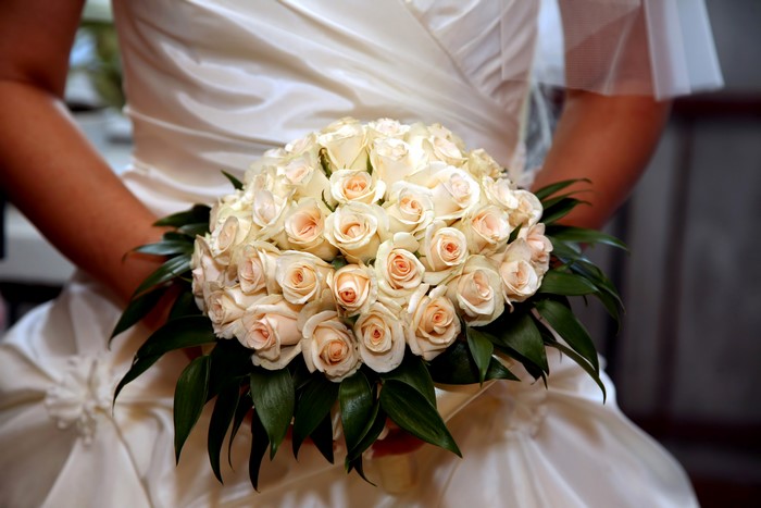 Wedding bouquet of white roses