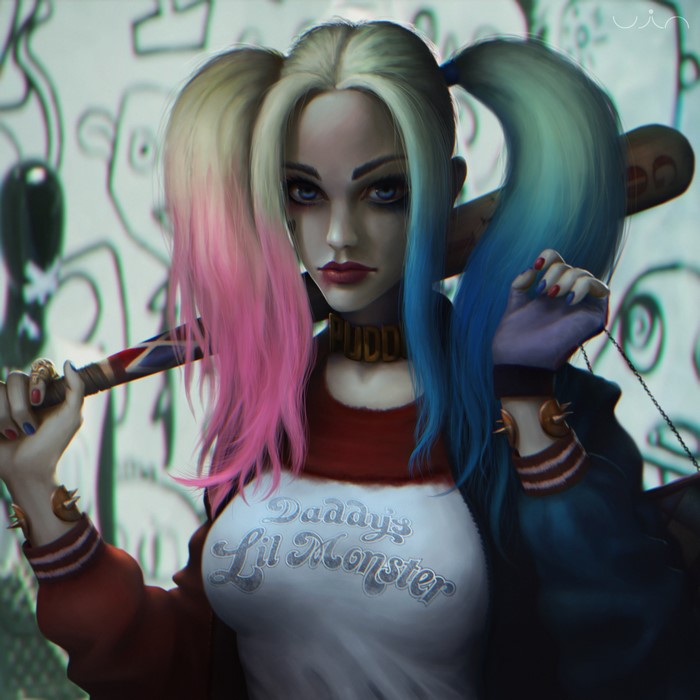 Harley Quinn from Suicide Squad holding a baseball bat