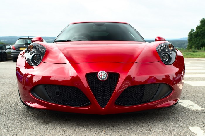 Red Alfa Romeo 4C Front View