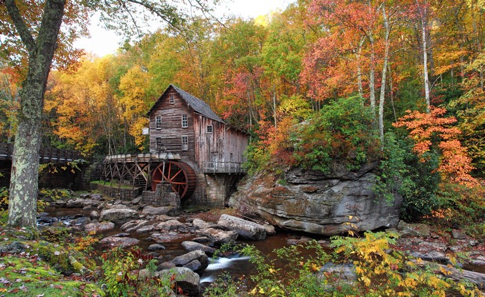 Watermill in Babcock State Park during Autumn