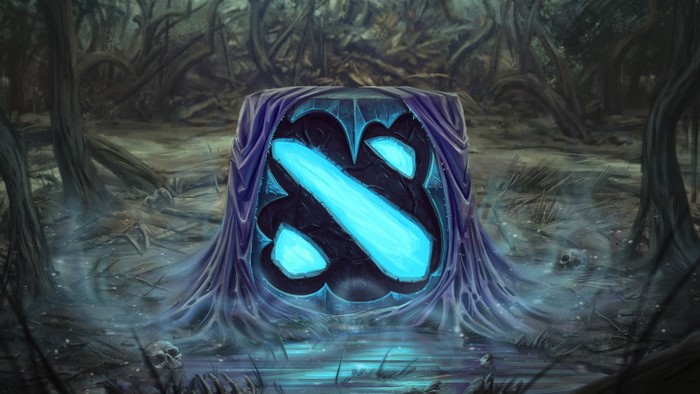 Dota 2 Logo Emblem in a Swampy Forest