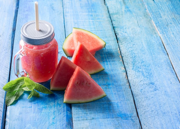Watermelon Juice in a Mug with Slices