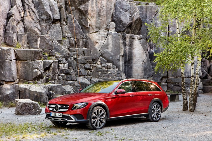 Red Mercedes-Benz E 350 d 4MATIC All-Terrain