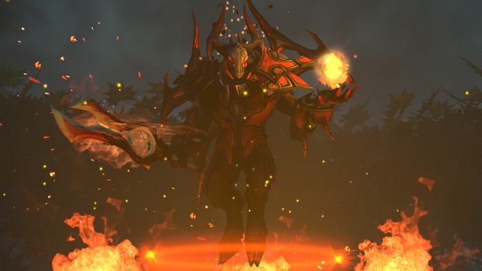 Doom from Dota 2 with fire and demons