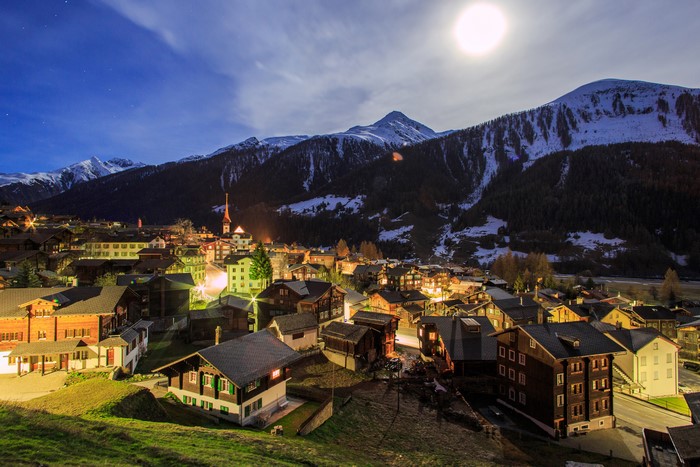 Munster Goms, Switzerland at Night