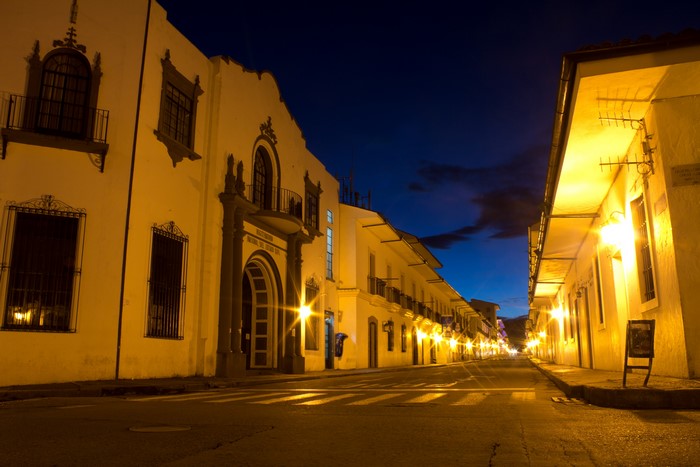Street at Night in Popayan, Colombia