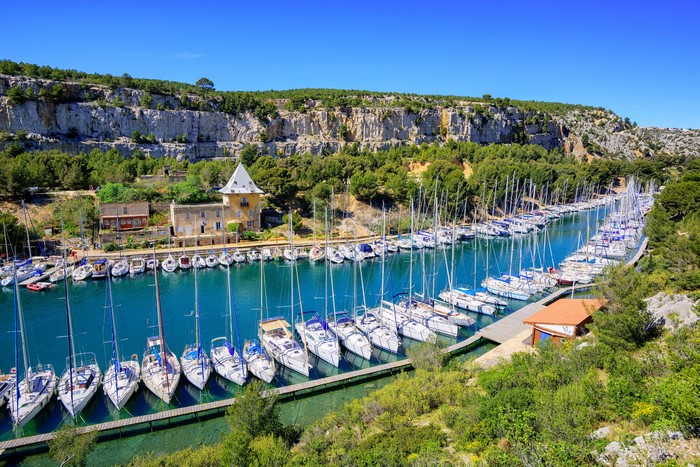 Calanque de Port-Miou Cassis France Marina with Sailboats