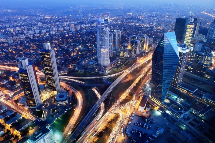 Istanbul Megapolis at Night from Above
