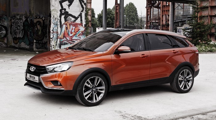 Lada Vesta Cross Concept orange station wagon