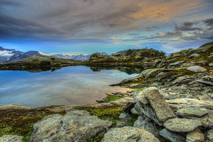 Lake and mountains in Obergoms, Switzerland