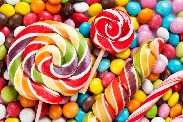 Assortment of colorful candies and lollipops